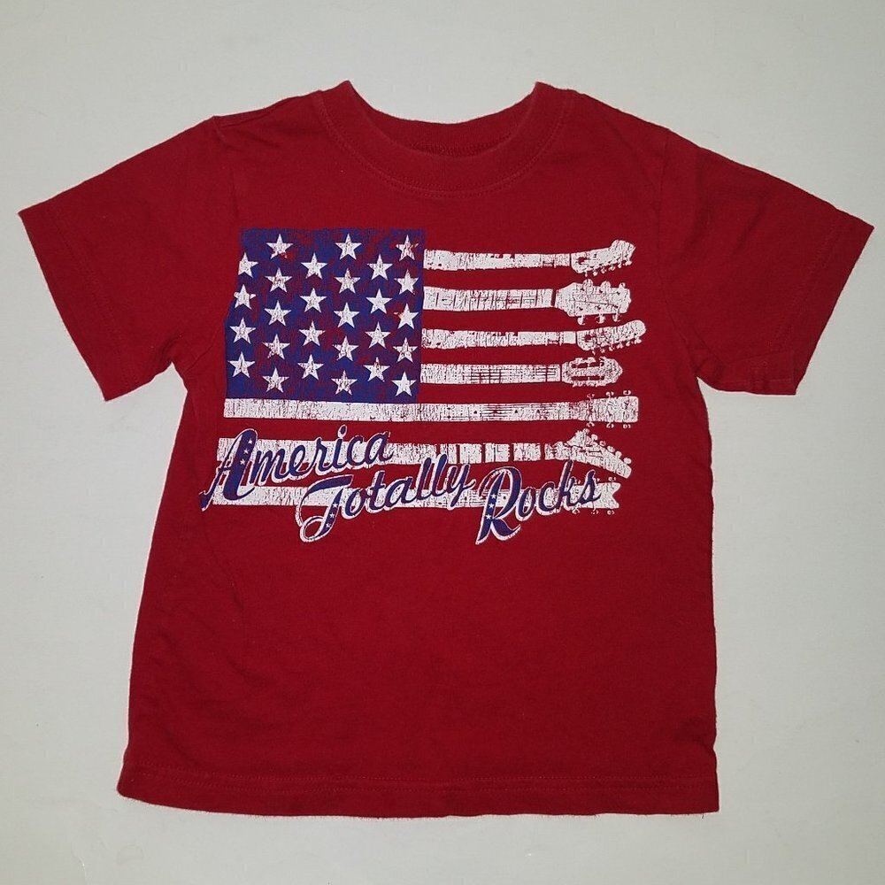 Children's Place Red Flag Tee Top 3T United States USA Patriotic FADING AS IS